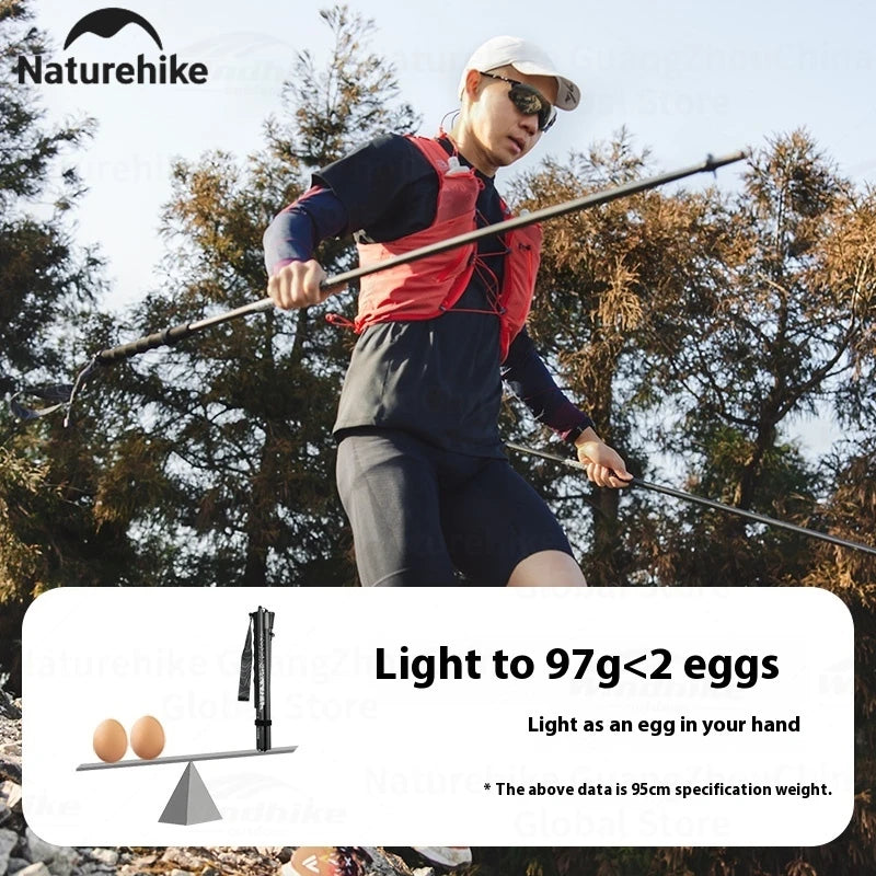 Naturehike Folding Trekking Pole 3K Carbon Fiber Ultralight Collapsible Cane Portable Walking Staff for Outdoor Hiking Sticks