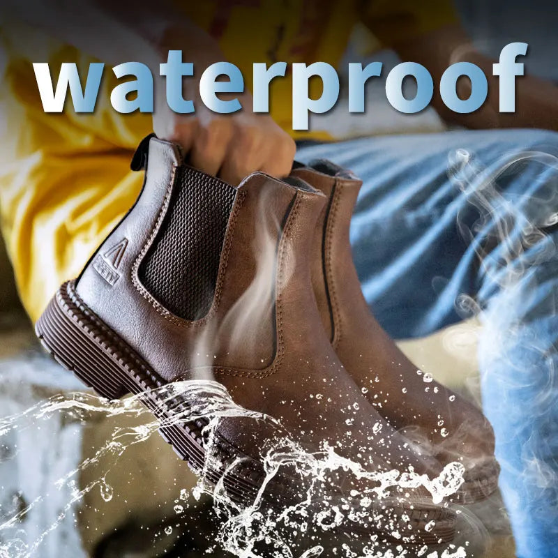 CE Certified Steel Toe Work Shoes Men, Waterproof Anti-Fatigue Insoles, Durable for Landscaping Road Construction Crews