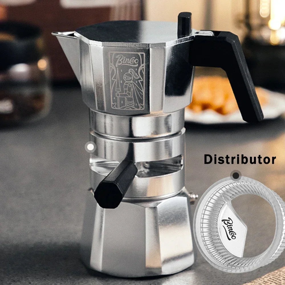 2 Servings Thermostatic Double Valve Moka Pot Espresso Extraction Coffee Pot Outdoor Coffee Pot Set Barista Accessories