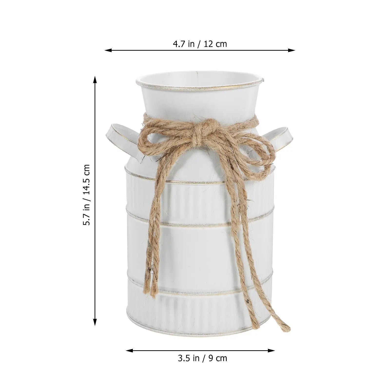 Retro Milk Bottle Vase White Iron Jug Bucket Vintage Farmhouse Pitcher Decor Rustic Planter for Flowers Plants
