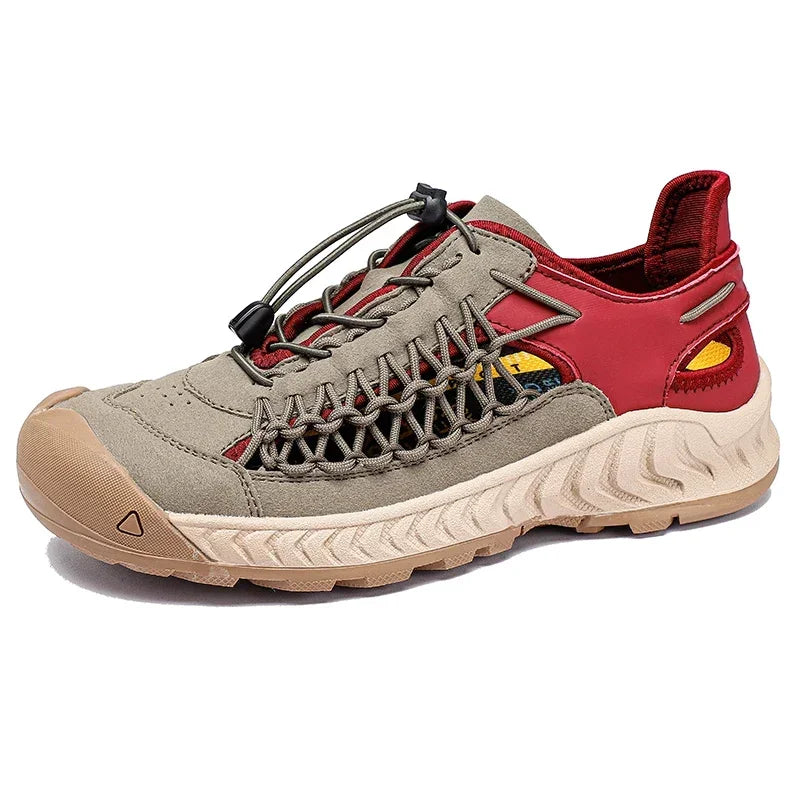 Summer Men Sandals Genuine Leather Casual Sandals Outdoor Antiskid Designer Round Toe Sandals Breathable Waterproof Beach Shoes