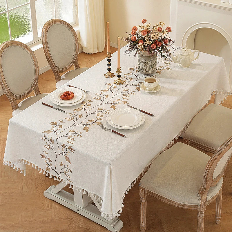 Battilo Linen Cotton Tablecloth Round Rectangular Table Cloth Waterproof Table Cover for Dining Coffee Table Kitchen Decoration