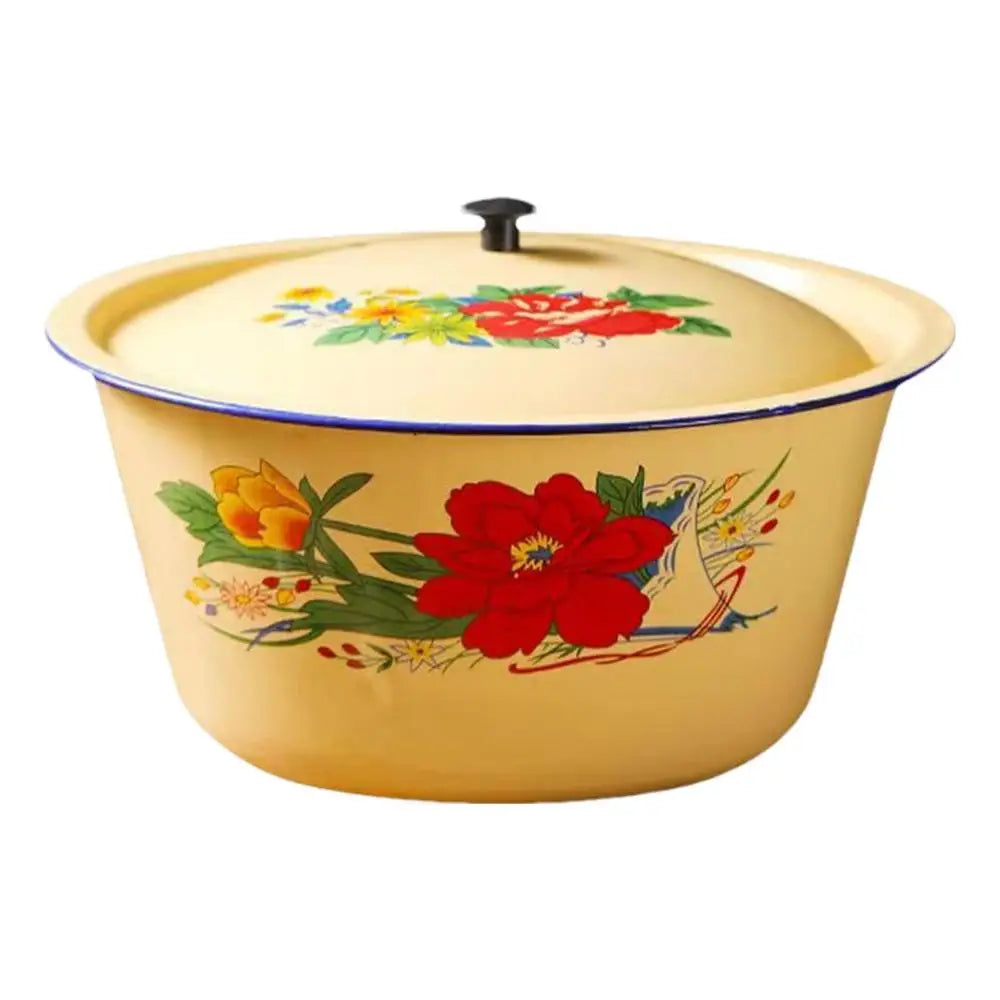 Enamel Basin nostalgic old iron enamel soup basin Retro Vintage Enamel Bowl Vegetable Container Pot Enamel Ware Enamels Basin