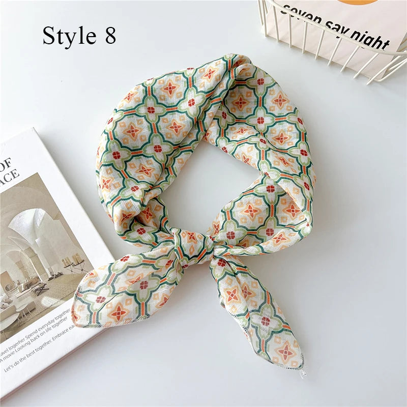 Fashion Cotton Linen Shawl Square Scarf for women sweet Cherry Print Hijabs Ladies Wraps summer sunscreen Bandanas Head scarf