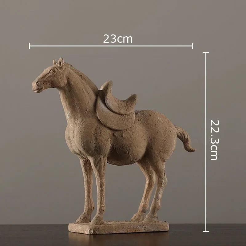 Terracotta Warriors Statue Resin Ornaments Desk Decoration Simulated Unearthed Pottery Horse Sculptures Room Aesthetics Decor