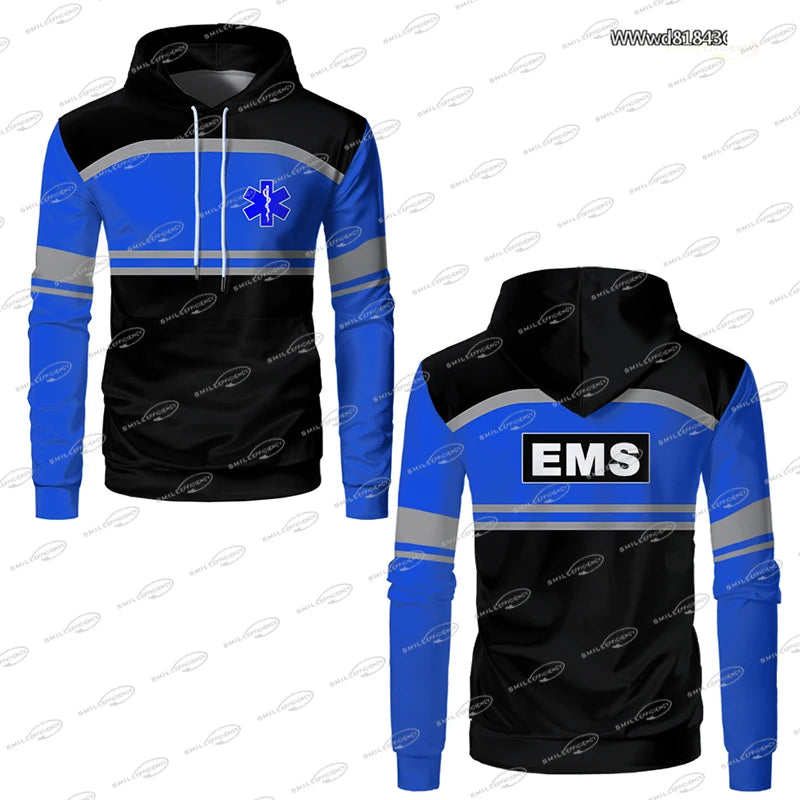 Classic Work Clothes Medical Worker Uniform Lightweight Sports Hoodie Medical Staff Cosplay Thin Oversized Printed Pullover