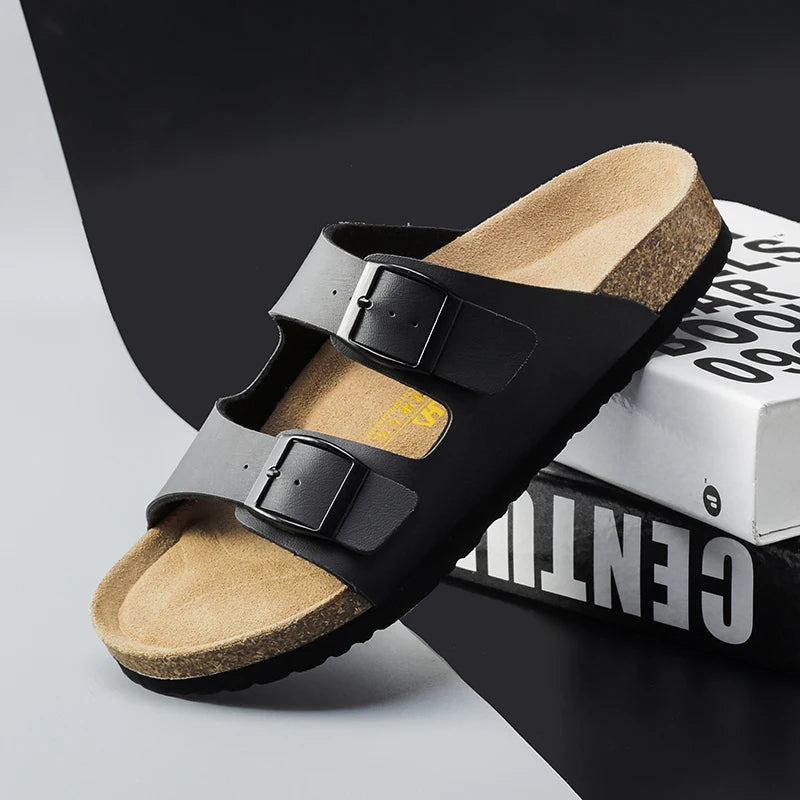 Men Sandals Summer Leather Men's Sandals Women Slippers Non-Slip  Outdoor Beach Casual Shoes Zapatos Hombre Durable Luxury Shoes