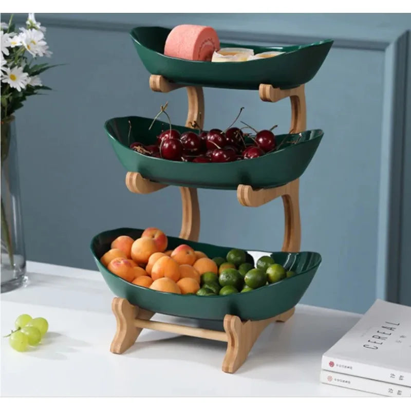 Ceramic Living Room Home Three-layer Fruit Plate Candy Dish Creative Modern Dried  Basket Snack Snack Trinket Dish