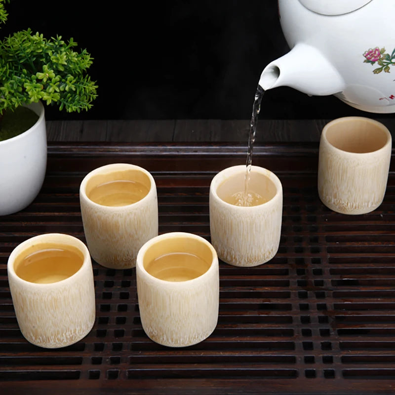 1PCS Natural Bamboo Teacup Chinese Wooden Water Cup Japanese Sake Cup Tea Beer Coffee Juice Drinking Mug Handmade