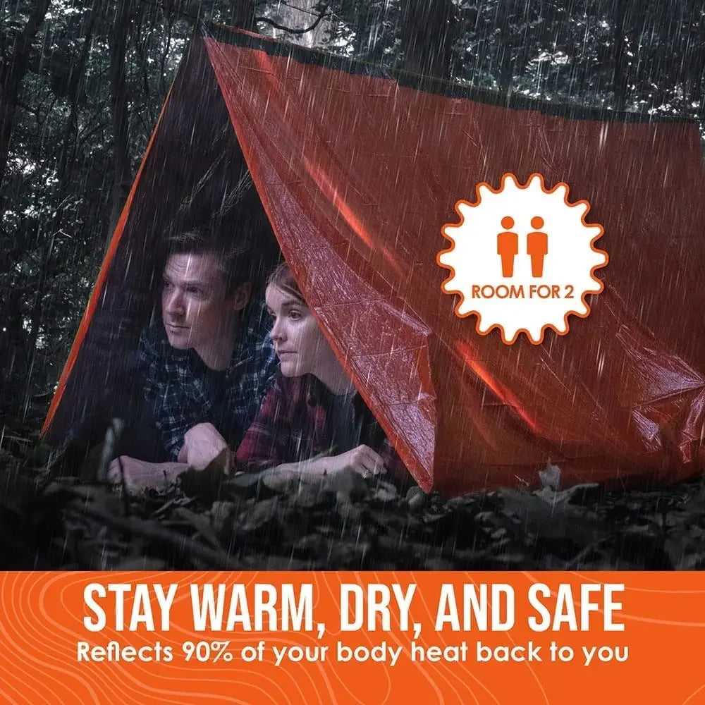 Outdoors Emergency Shelter Bivy Survival Tent Kit Mylar Tube Tent Sleeping Bag Waterproof Outdoor SOS Thermal Blanket Reusable