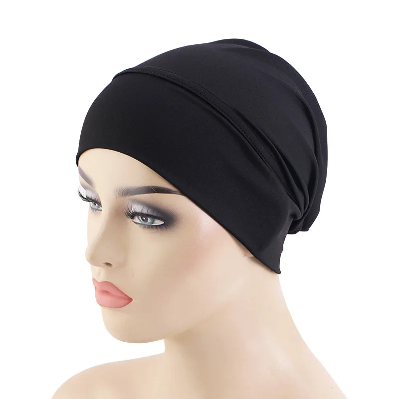 New Women Muslim Inner Hijab Caps Islamic Undercap Bonnet Stretch Headband Turban chemo hat Instant Head Wrap Turbante Mujer