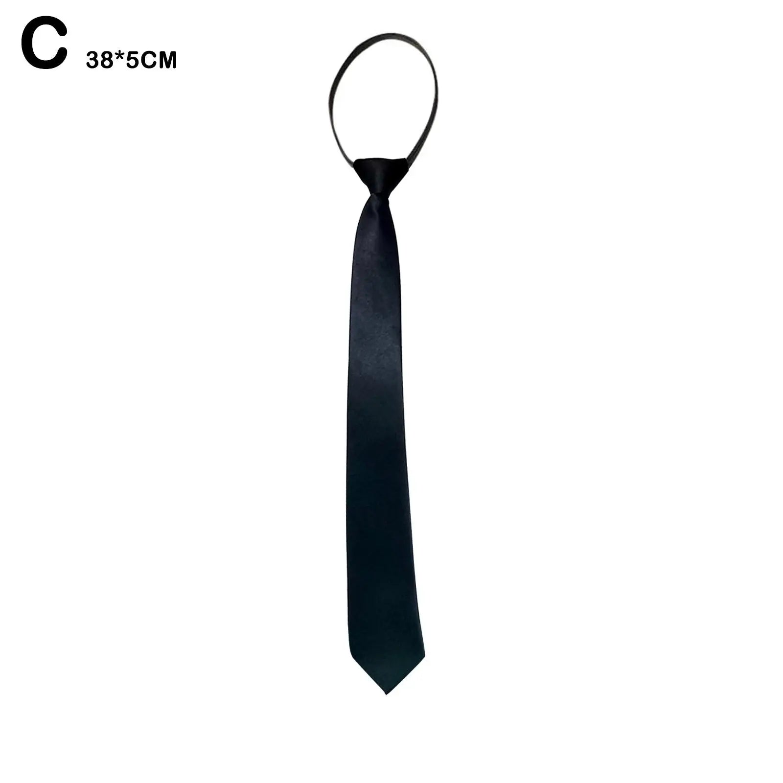 College Style Tie New Women's Clothing Versatile Student Zipper Arrow Type Lazy Retro Solid Silky Narrow Neck Tie Trendy Unisex