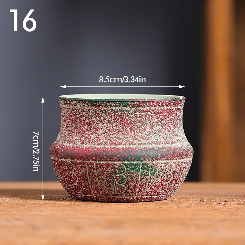 Mediterranean Style Flower Pot Retro Red Pottery Flower Pots Vintage Printed Creative Ceramic Succulent Planters Indoor Outdoor