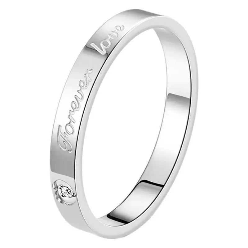 Forever Love Wedding Ring for Women Girls,Waterproof Stainless Steel Bend Ring,Simple Engagement Jewelry Gifts