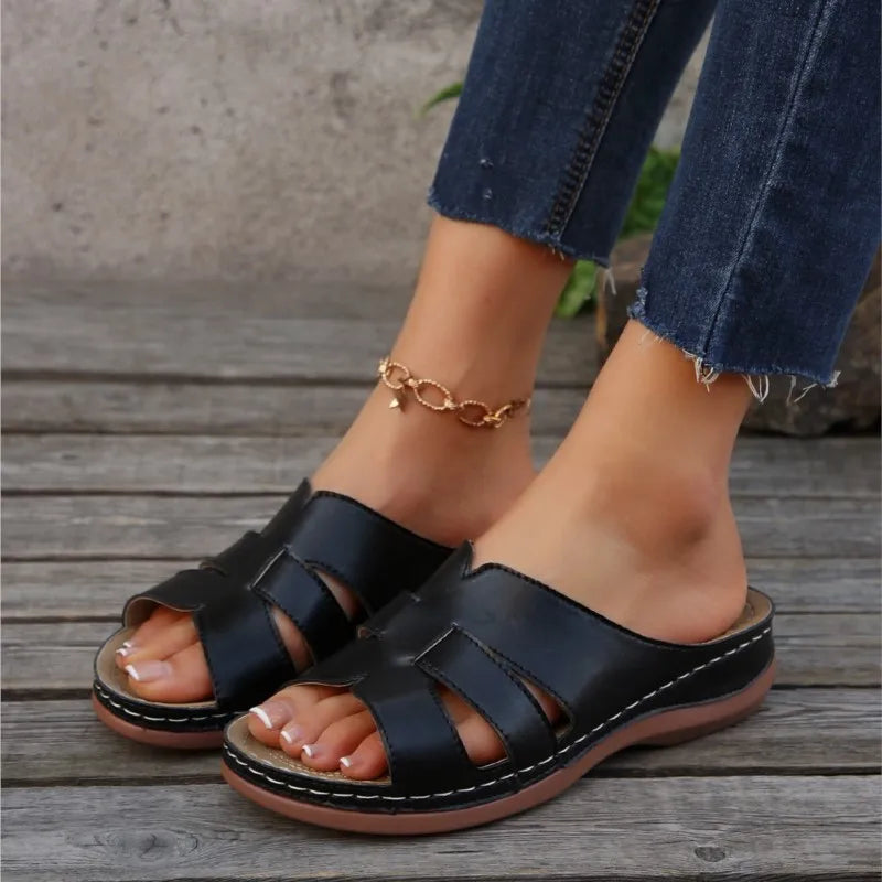 Shoes Sandals Women Summer Retro Sandals For Women Slides Walking Shoes Wedge Sandals Ladies Breathable Slipper Footwear Female