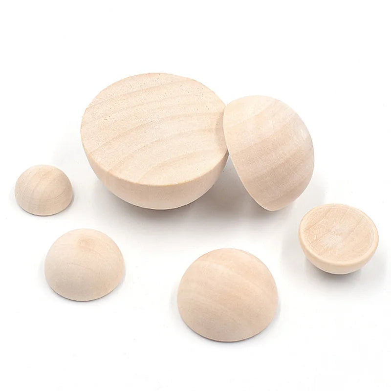 1-100pcs Half Wood Balls 10/12/15/18/20/25~80mm Natural Wooden Bead Ball Flatback Cabochon For Jewelry Making DIY Paitning Craft
