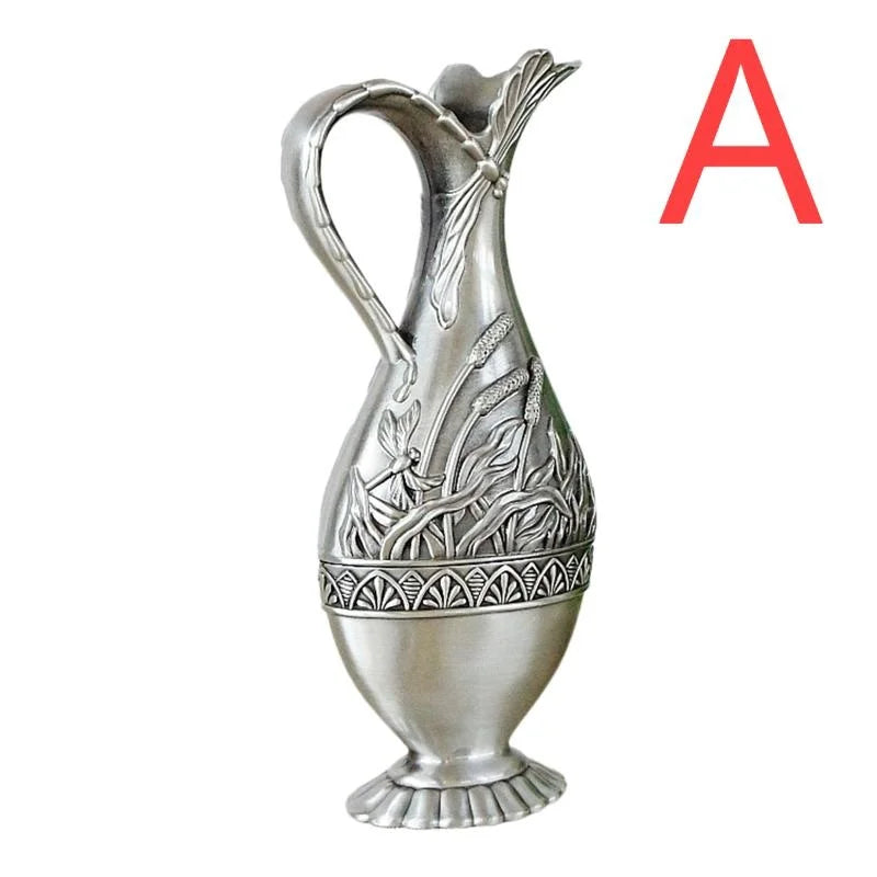 European Vintage Home Decoration Metal Vase Retro Art Craft Wedding Decor Tabletop Ornaments Flower Vases Antique Classic