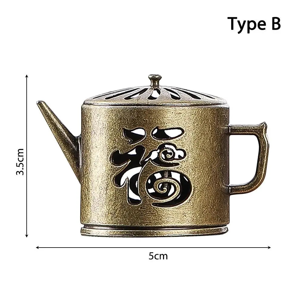 1Pc Chinese Style Incense Burner Alloy Tiny Teapot Shape Incense Holder Home