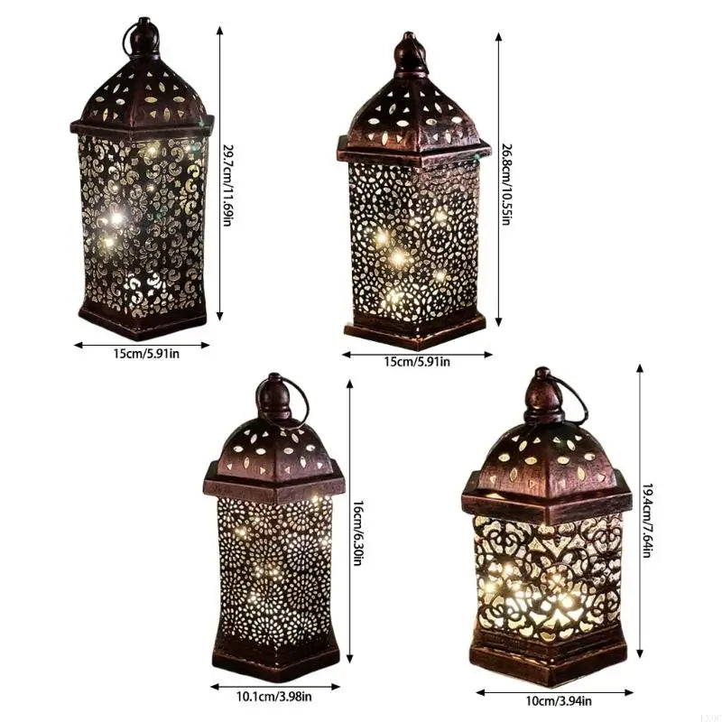 Antique Vintage Hollowed Out Iron LED Lanterns Morocco Metal Hanging Lamp Lighting for Living Room or Bedroom Ambiances
