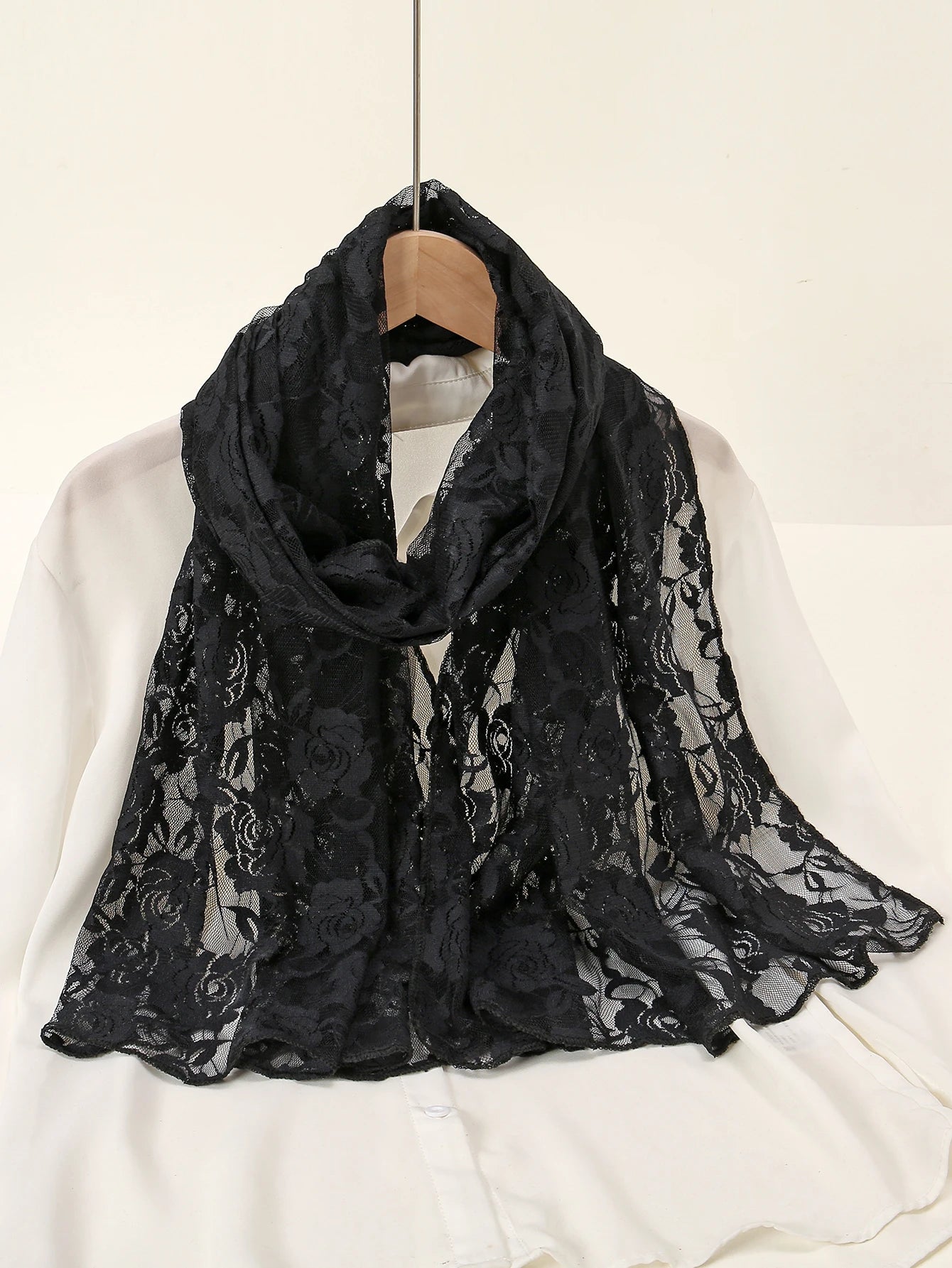 Elegant Rose Lace Shawl Wraps For Women Summer Hoasale Long Shwal Pashmina Ladies Decorate Stoles With Fashion Style