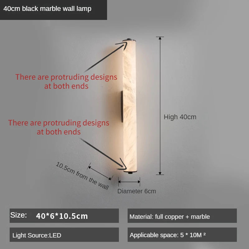 2025 Full Copper Spanish Natural Snowflake Marble LED Wall Lamp Modern Light Luxury Living Room Bedroom Bedside Balcony Lighting