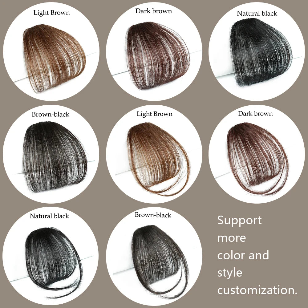 Fake Hair Bangs Natural Air Bangs Wig Clip-In Extensions Synthetic Air Bangs Clip On Wispy Bangs Fringe With Temples Hairpieces