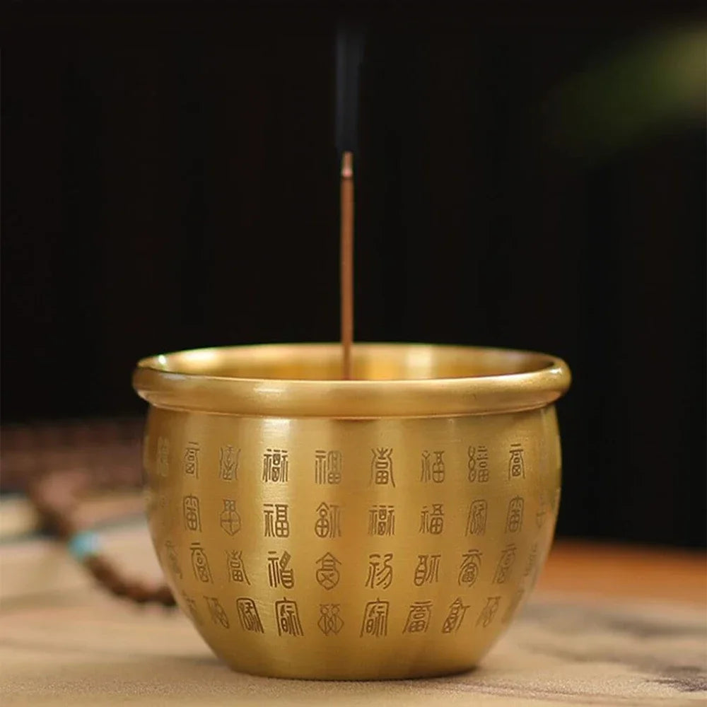 Brass Baifu Bowl Pure Brass Hundred Blessings Cup Table Small Decoration Ashtray Dessert Bowl Fortune Map Treasure Collection
