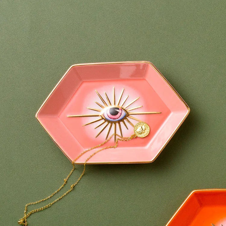 Nordic Creative Eye Trays Decorative Jewelry Dish Ceramic Decorative Plate To Store Jewelry Porcelain Plates