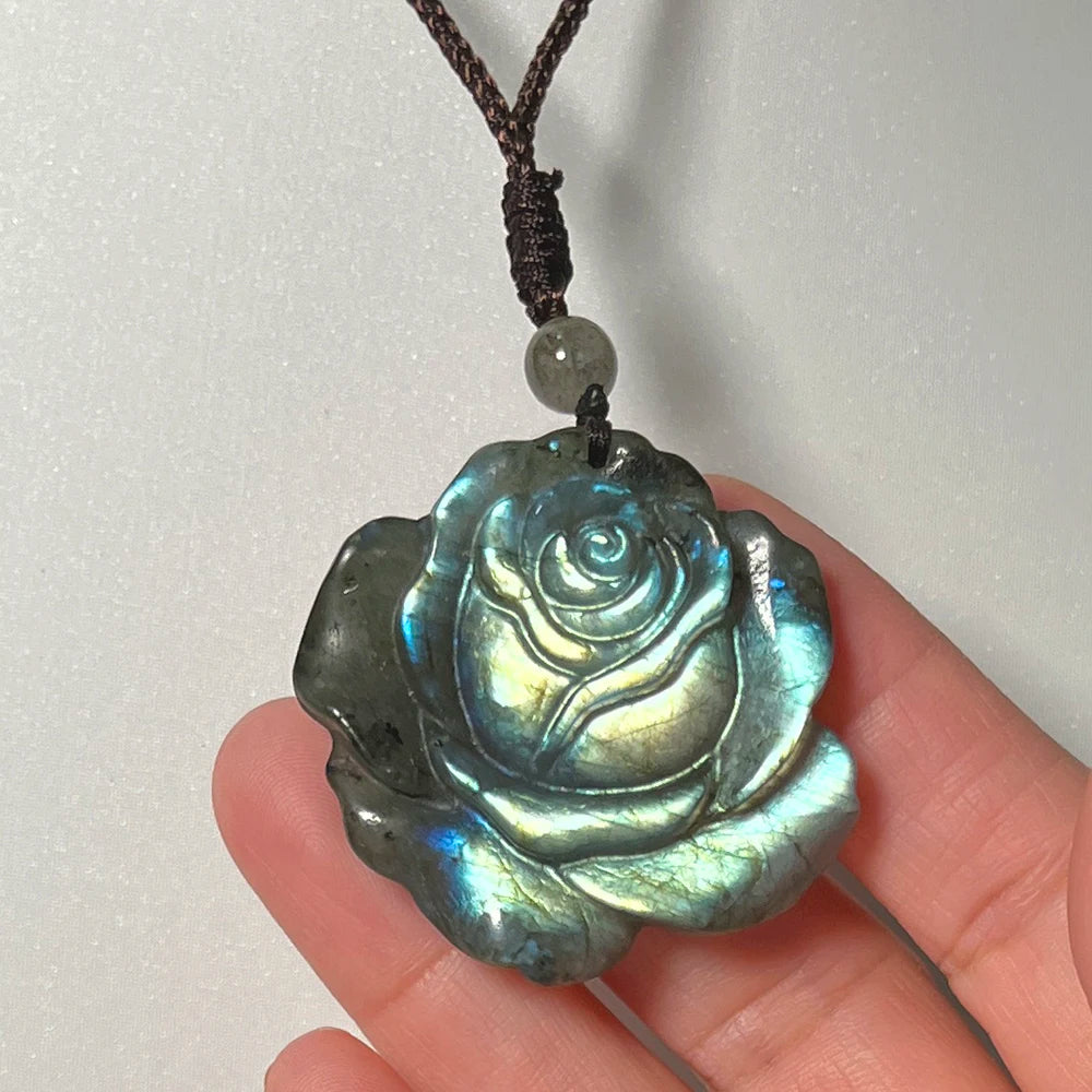 Necklace Pendant Natural Stone Irregular Shape Bead Blue Green Orange Labradorite Pendant for Women Men Jewelry 1Pcs