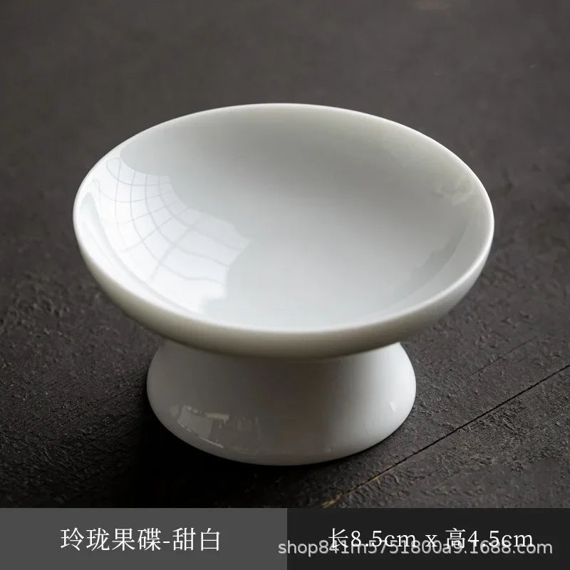 Ceramic Exquisite Dried Fruit Plate Chinese Fruit Plate Tea Tray Small Tray Melon Seeds Snack Pastry Plate Snack Plate