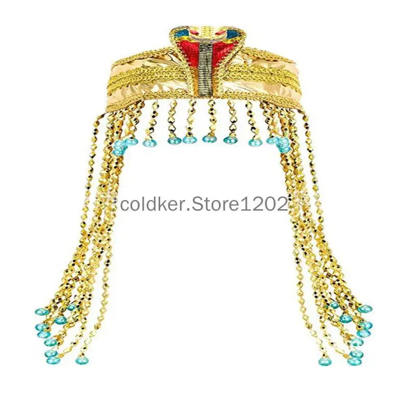 Women's Egyptian Headpiece Costume for Women Accessories Beaded Headdress Cleopatra Hat Headdress Jewelry Carnival Party Crown