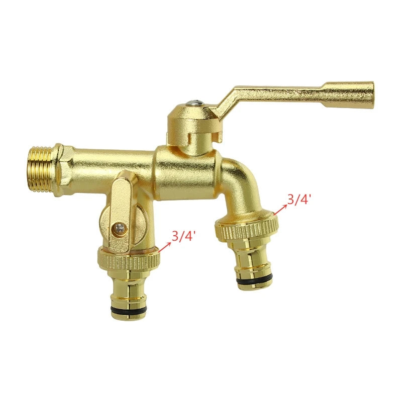 1PC Brass Bibcock 7 Colors Bronze Antique Outdoor Dual Outlet Faucet Washing Machine Out Garden Balcony Frost Protection Tap