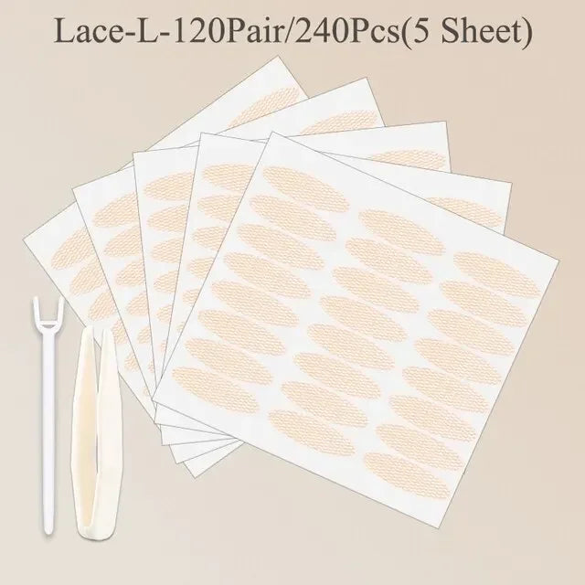 240Pcs/Lot Double Fold Eyelid Tape Sticker Lace Nature Clear Stripe Self-adhesive Natural Eye Makeup Make Up with Tool Wholesale