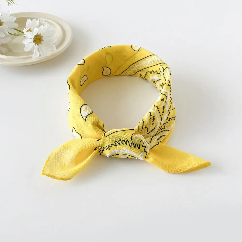 Headband Small Square Scarf Triangle Scarf Hip Hop Cashew Nut Print Scarves Scarf Hair Band Cotton and Linen Printed Silk Scarf