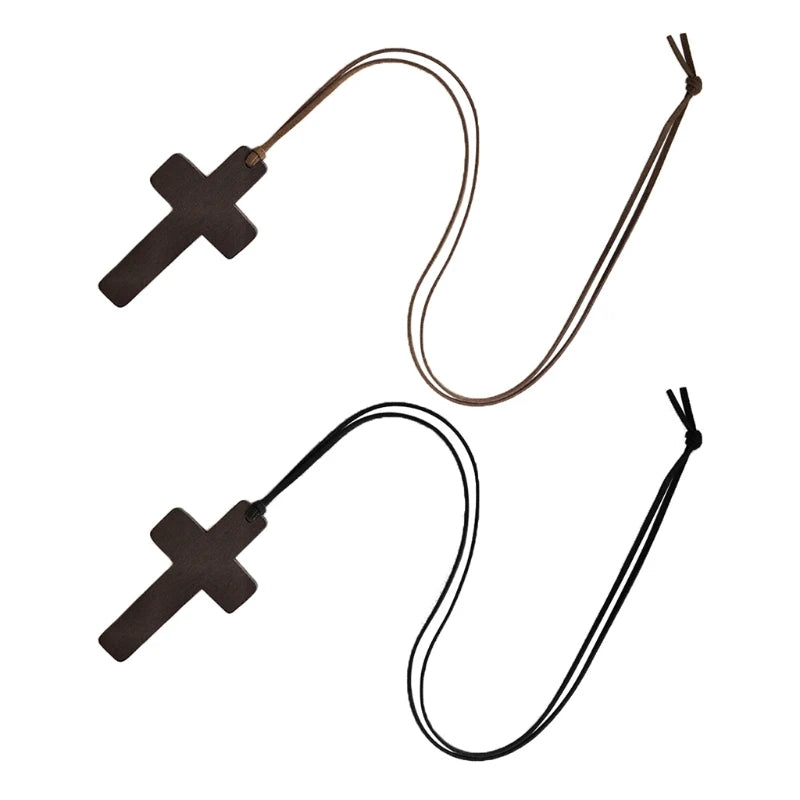 Natural for Cross Pendant Necklace Handmade Wooden Crosses Crucifix Jesus Christ Necklace Pendant Ornaments Women M