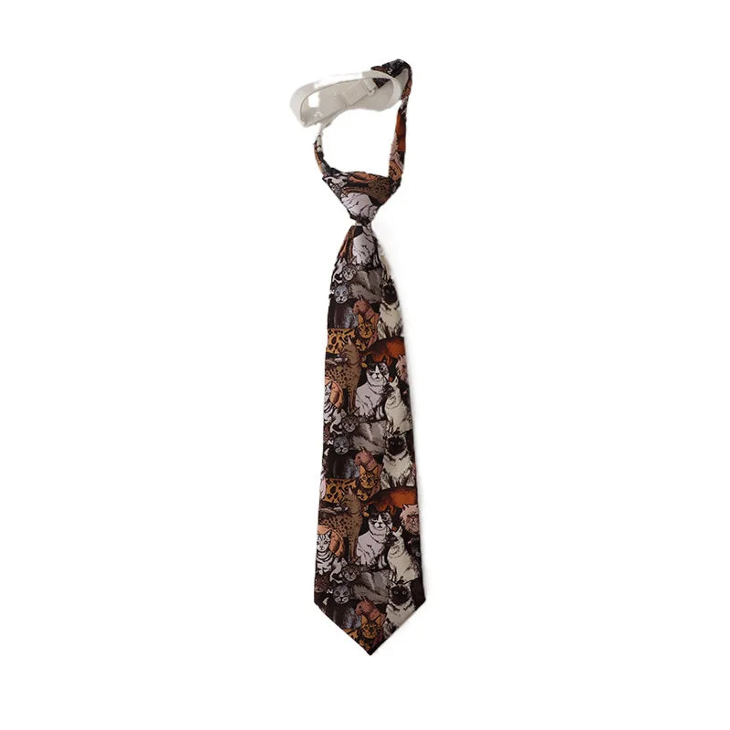 33cm Length Casual Trendy JK Ties Preppy Chic College Girl Short Necktie Polyester Floral Animal Printed Lazy-tie Vintage Cravat