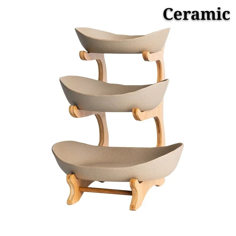 Ceramic Living Room Home Three-layer Fruit Plate Candy Dish Creative Modern Dried  Basket Snack Snack Trinket Dish