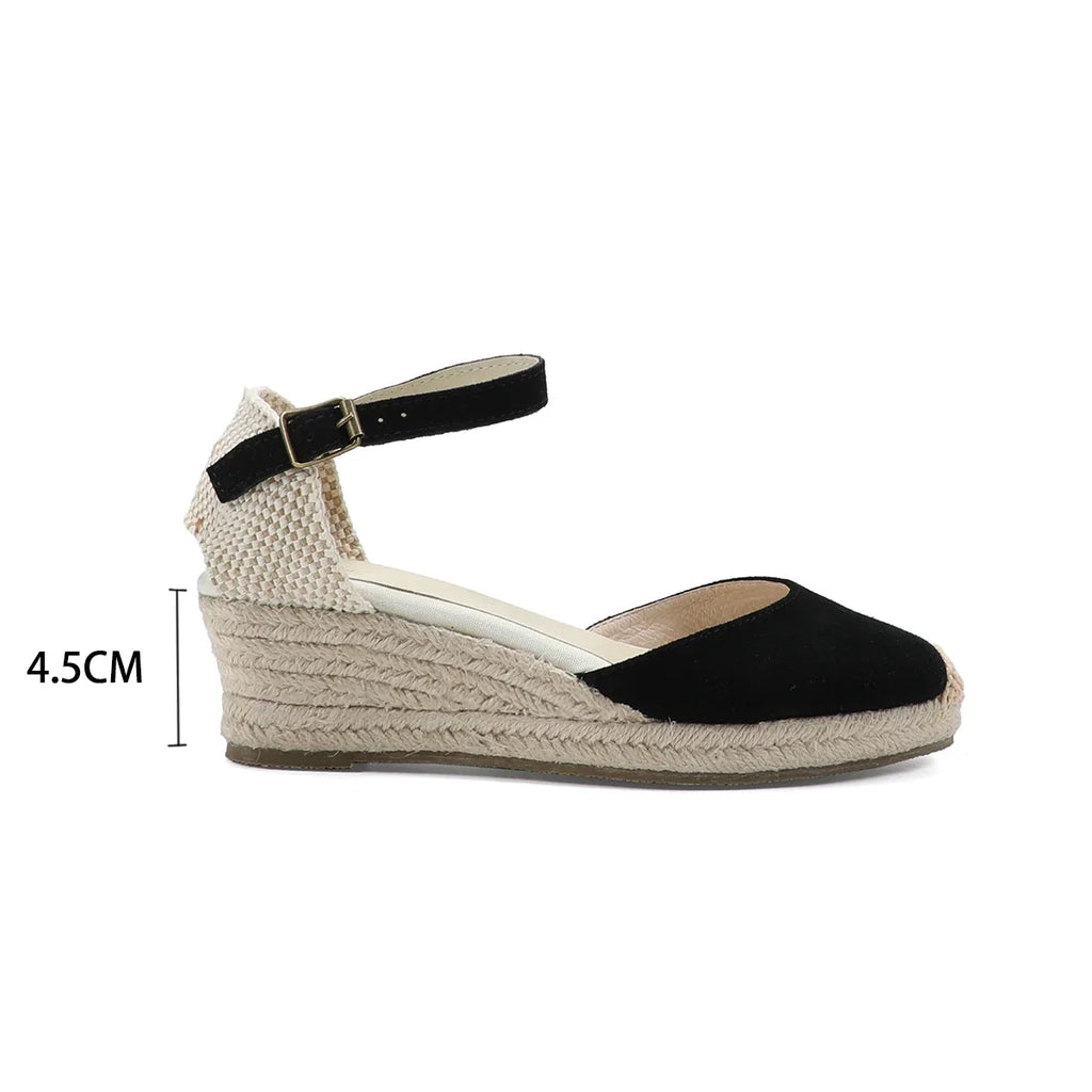 Espadrilles Wedge Flatform Women's Sandals Genuine Cow Suede Leather Sandals