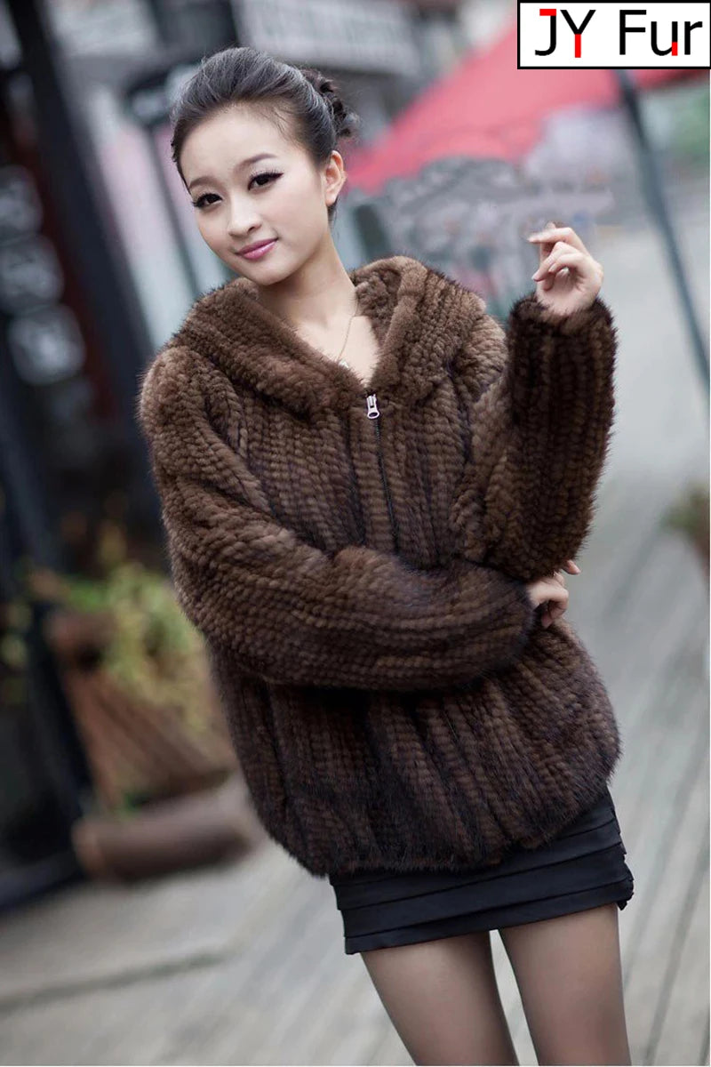 New Luxury Women Natural Mink Fur Coat Women mink fur jacket All-match Knitted Mink fur Coat big size 4XL