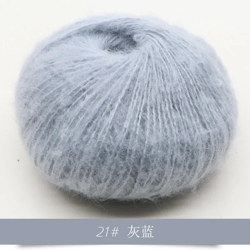 25g Worsted Natural Soft Silk Fine Wool Mohair Yarn Skein Baby Organic Crochet Hand Knitting Sewing Thread Scarf Shawl