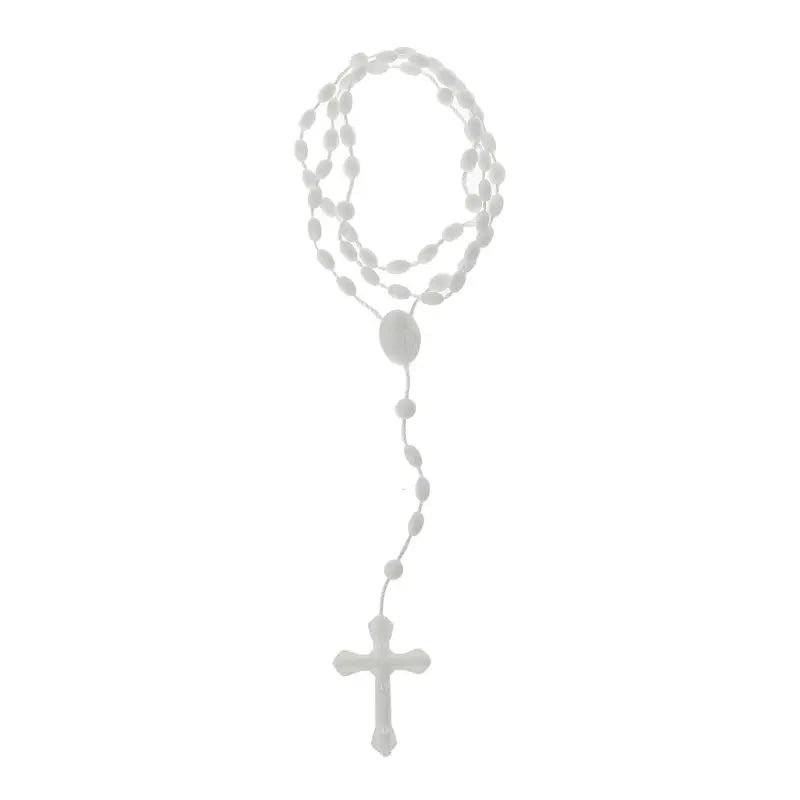 8 Colors Plastic Noctilucent Necklace Rosary Beads Luminous Necklace Catholicism Prayer Religious Jewelry for Daily Wear