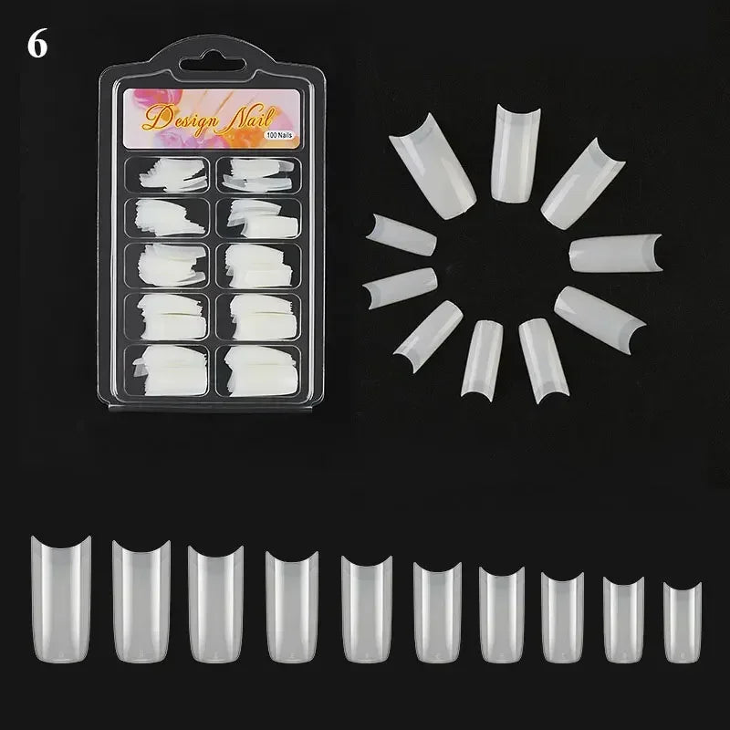 100pcs/box Natural Transparent Seamless Fake Nails Full Coverage False Nails Tips Short T-shaped Full Cover Tips For Nails