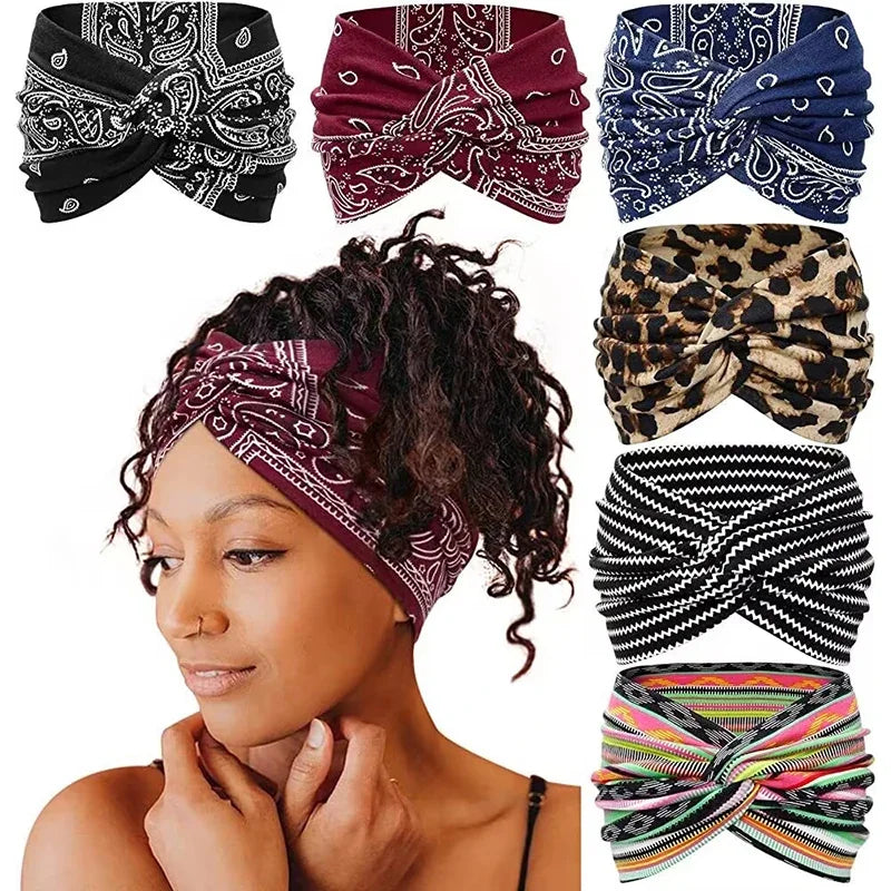 Boho Style Wide Headbands For Women Extra Large Turban Workout Headband Fashion Yoga Hair Bands Twisted Thick Hair Accessories