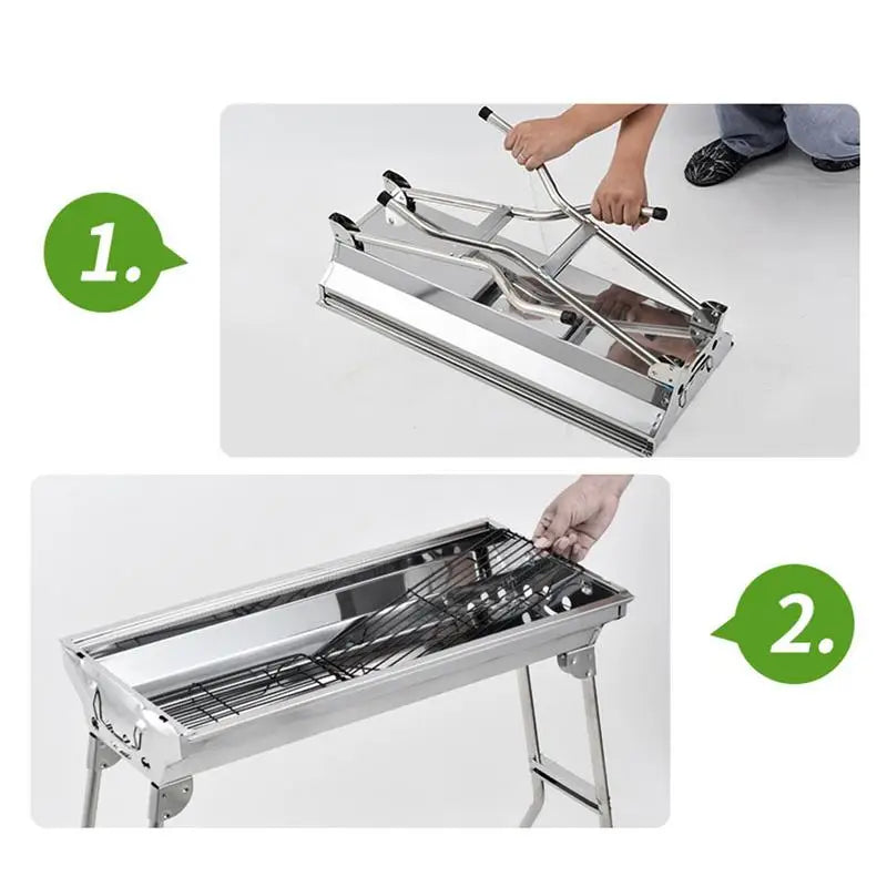 Camping Charcoal Grill Folding Barbecue stove Portable Stainless Steel Large BBQ Grill Picnic Cookware Furnace camping accessory