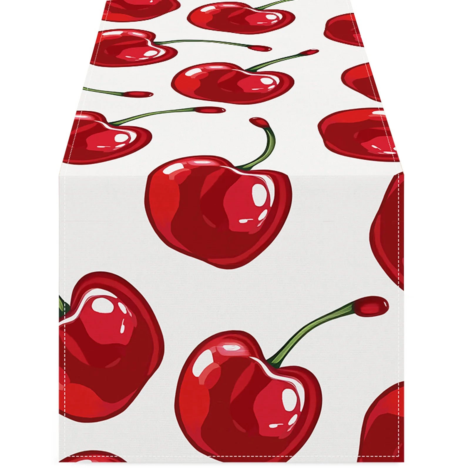 Linen Rectangle Tablecloth, Cherry Pattern Printed Table Cloth for Party and Home Decoration