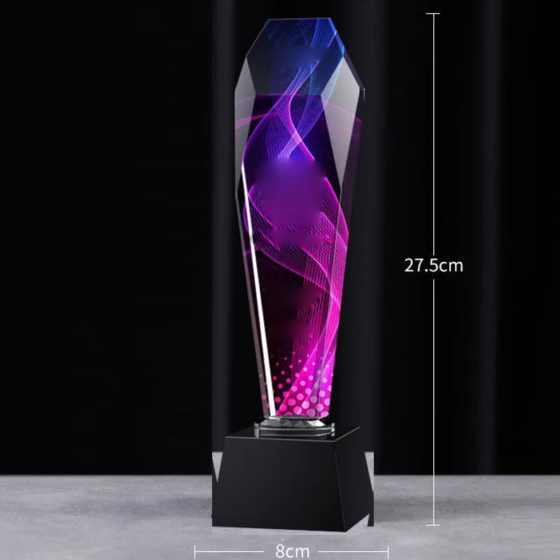 Creative High-end Crystal Trophy, Customized Lettering, Color Printing, Excellent Staff Team, annual Meeting Award