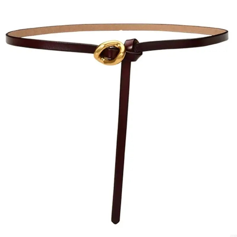 652F Selfknotted Thin Belt Aesthetic Leather Belt Waistband Decorative Skinny Belt for Shirt Dress Elegant Office Formal Belt