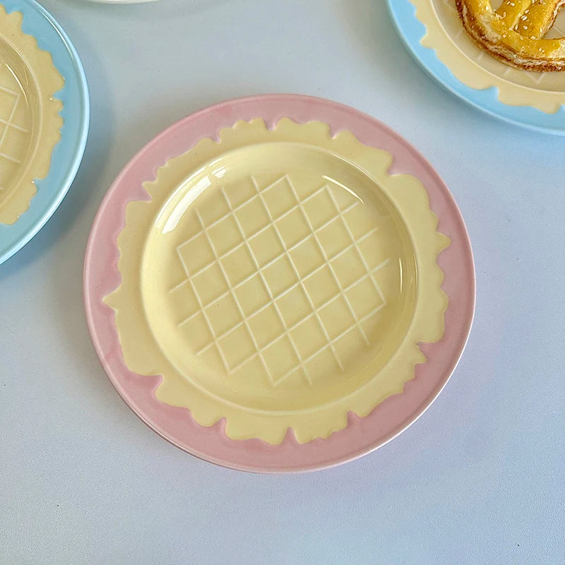 Nordic Style Tableware Household Patchwork Breakfast Plates 2025 New Simple Ceramic Dish Cream Ice Cream Shaped Dessert Plate