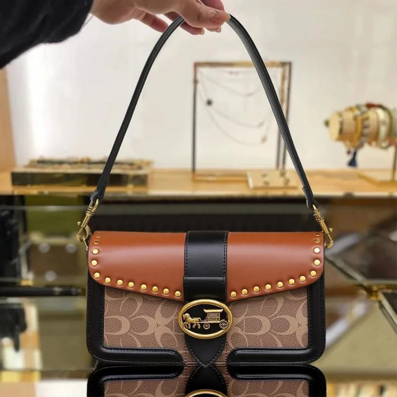 Women's Bag 2025 New Retro Underarm Bag High end Light Luxury Printed One Shoulder Handbag Contrast Color Minimalist Fashion
