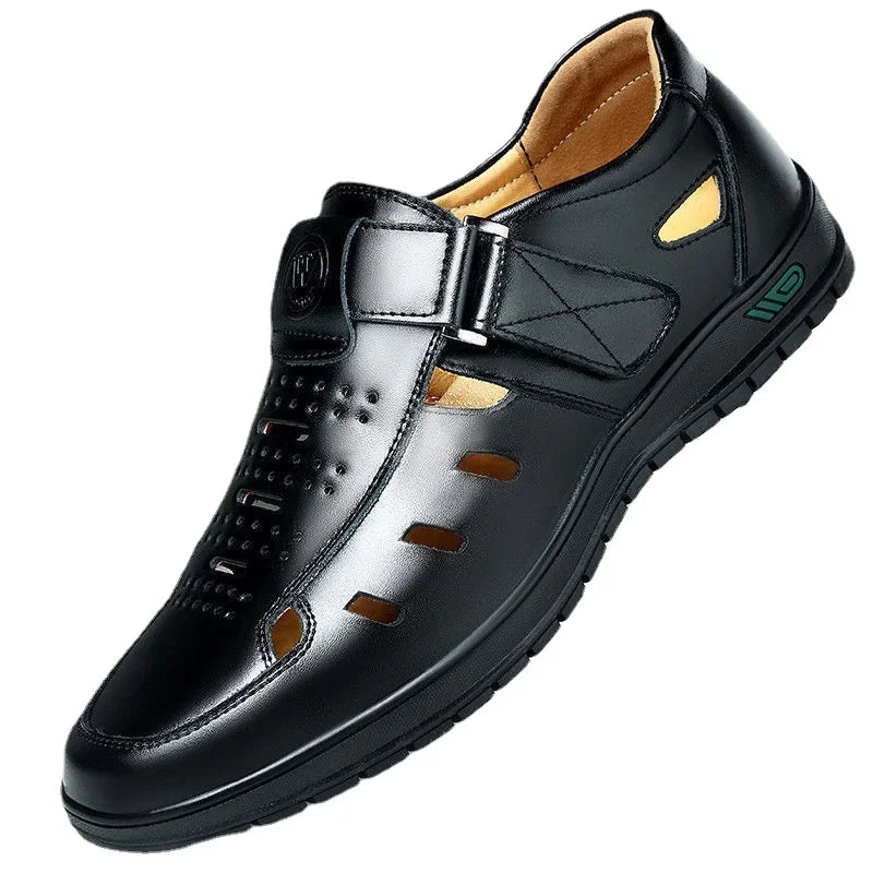 Men Sandals Genuine Leather Summer Breathable Casual Shoes Slip on Clogs Outdoor Non Slip Hand Made Beach Sandalias